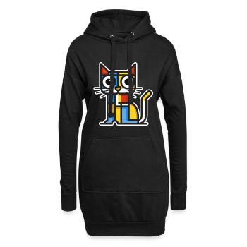 Illustration colorée d’un chat cubiste. - Sweat-shirt à capuche long Femme - noir - Devant