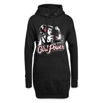 Girl Power Force Femme Rockabilly Cadeau - Sweat-shirt à capuche long Femme - noir - Devant