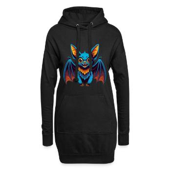 Chauve-souris coloré Kawaii dessin animé Personnage Clipart - Sweat-shirt à capuche long Femme - noir - Devant