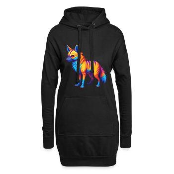 Aardwolf coloré Kawaii Dessin animé Personnage Clipart - Sweat-shirt à capuche long Femme - noir - Devant