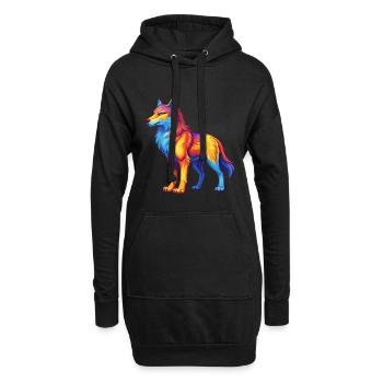 Loup Arctique Personnage De Dessin Animé Kawaii Coloré - Sweat-shirt à capuche long Femme - noir - Devant