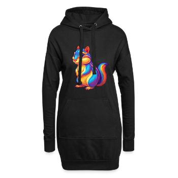 Chipmunk Coloré Kawaii Dessin Animé Personnage Clipart - Sweat-shirt à capuche long Femme - noir - Devant