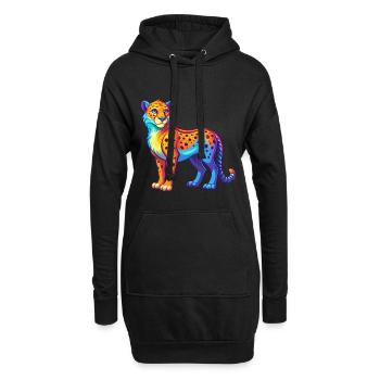 Gepard Bunte Kawaii Cartoon Figur Clipart - Hoodie-Kleid - Schwarz - Vorne