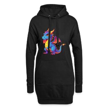 Drache Bunte Kawaii Cartoon Figur Clipart - Hoodie-Kleid - Schwarz - Vorne