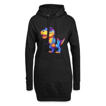 Dinosaurier Bunte Kawaii Cartoon Figur Clipart - Hoodie-Kleid - Schwarz - Vorne