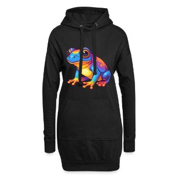 grenouille coloré kawaii personnage de dessin animé clipart - Sweat-shirt à capuche long Femme - noir - Devant