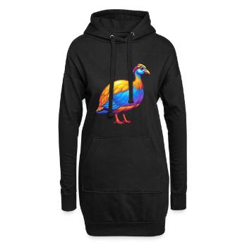 pintade coloré Kawaii dessin animé personnage animal de compagnie - Sweat-shirt à capuche long Femme - noir - Devant