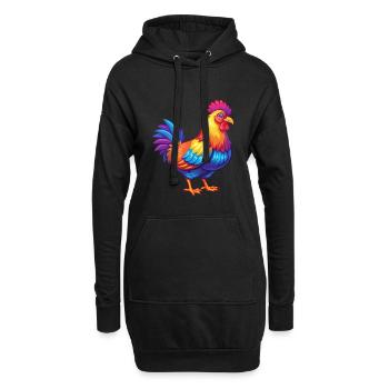Poule coloré Kawaii dessin animé Personnage Clipart - Sweat-shirt à capuche long Femme - noir - Devant