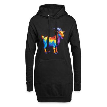 Chèvre coloré Kawaii Dessin animé Personnage Clipart - Sweat-shirt à capuche long Femme - noir - Devant