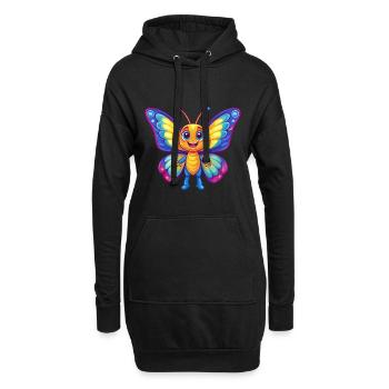 papillon coloré kawaii personnage de dessin animé animal - Sweat-shirt à capuche long Femme - noir - Devant