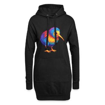 Kiwi Vogel Bunt Kawaii Cartoon Figur Tier - Hoodie-Kleid - Schwarz - Vorne