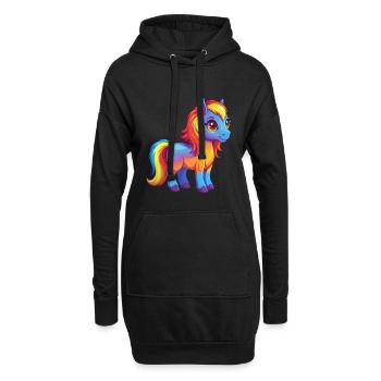 Pony Bunte Kawaii Cartoon Figur Clipart - Hoodie-Kleid - Schwarz - Vorne