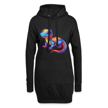 Salamander Bunte Kawaii Zeichentrickfigur - Hoodie-Kleid - Schwarz - Vorne