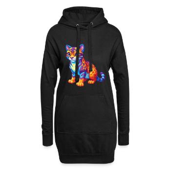 Ocelot Bunte Kawaii Cartoon Figur Clipart - Hoodie-Kleid - Schwarz - Vorne
