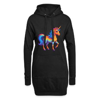 Einhorn Bunte Kawaii Cartoon Figur Clipart - Hoodie-Kleid - Schwarz - Vorne