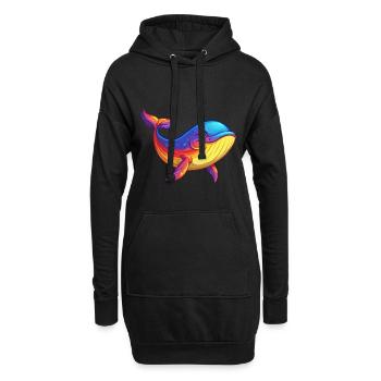 Wal Bunte Kawaii Cartoon Figur Clipart - Hoodie-Kleid - Schwarz - Vorne