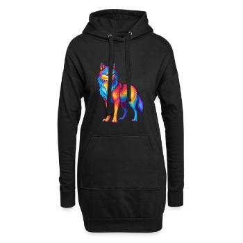 Wolf Bunte Kawaii Cartoon Figur Clipart - Hoodie-Kleid - Schwarz - Vorne