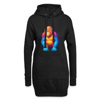Orang-Utan Bunte Kawaii Cartoon Figur Tier - Hoodie-Kleid - Schwarz - Vorne