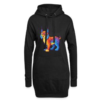Lynx coloré Kawaii dessin animé Clipart - Sweat-shirt à capuche long Femme - noir - Devant