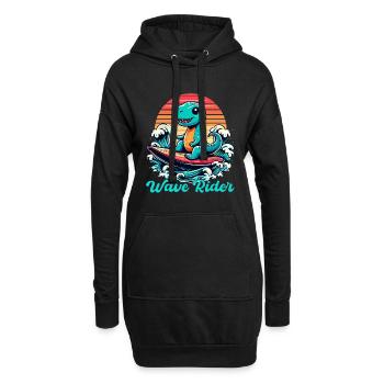 Mignon T-Rex Surfer Surfer Cadeau de surf - Sweat-shirt à capuche long Femme - noir - Devant