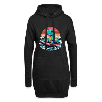 Mignon T-Rex Surfer Surfer Surfer Surfer Cadeau de surf - Sweat-shirt à capuche long Femme - noir - Devant