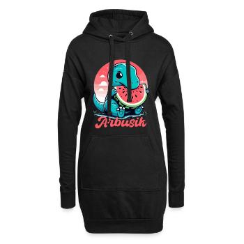 Mignon T-Rex Pastèque Arbusik Cadeau - Sweat-shirt à capuche long Femme - noir - Devant
