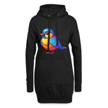 Chickadee Bunte Kawaii Cartoon Figur Vogel - Hoodie-Kleid - Schwarz - Vorne