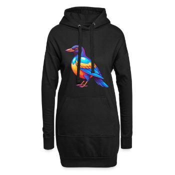 Elster Bunte Kawaii Cartoon Figur Vogel - Hoodie-Kleid - Schwarz - Vorne