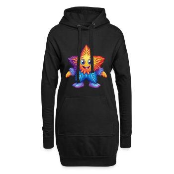 Plume étoile coloré Kawaii dessin animé Animal marin - Sweat-shirt à capuche long Femme - noir - Devant