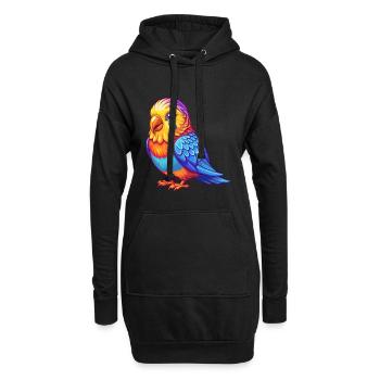 Wellensittich Bunte Kawaii Cartoon Figur Vogel - Hoodie-Kleid - Schwarz - Vorne