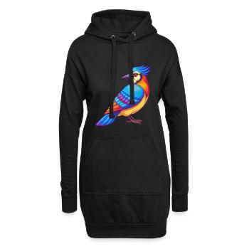 Blauhäher Bunte Kawaii Cartoon Figur Vogel - Hoodie-Kleid - Schwarz - Vorne
