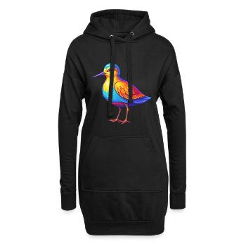 Strandläufer Bunte Kawaii Cartoon Figur Vogel - Hoodie-Kleid - Schwarz - Vorne