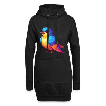 Schwalbe Bunte Kawaii Cartoon Figur Vogel - Hoodie-Kleid - Schwarz - Vorne