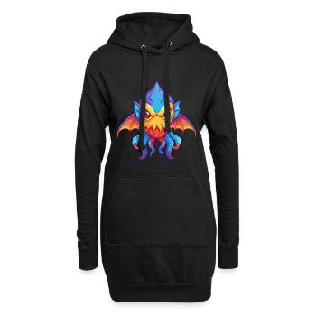 vampire calmar coloré kawaii dessin animé animal marin - Sweat-shirt à capuche long Femme - noir - Devant