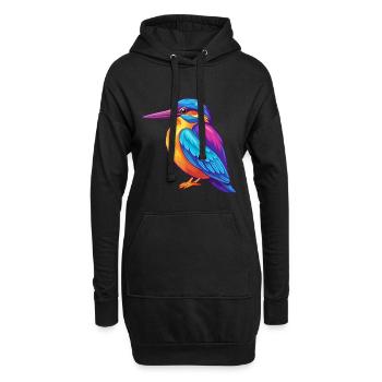 Eisvogel Bunte Kawaii Cartoon Figur Vogel - Hoodie-Kleid - Schwarz - Vorne