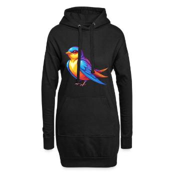 Schwalbe Bunte Kawaii Cartoon Figur Vogel - Hoodie-Kleid - Schwarz - Vorne