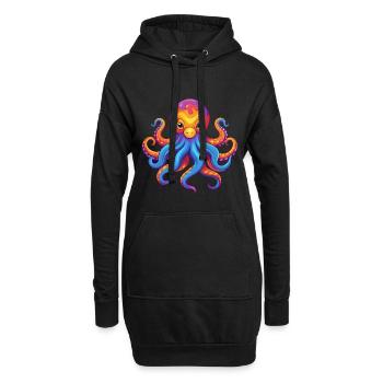 pieuvre géante du Pacifique dessin animé kawaii coloré - Sweat-shirt à capuche long Femme - noir - Devant