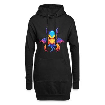 vampire calmar coloré kawaii dessin animé animal marin - Sweat-shirt à capuche long Femme - noir - Devant