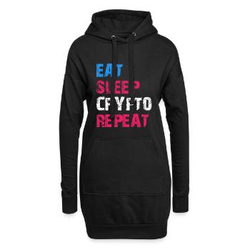 MANGER DORMIR CRYPTO RÉPÉTER - Sweat-shirt à capuche long Femme - noir - Devant