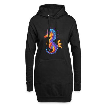 dragon de mer feuillu coloré kawaii dessin animé clipart - Sweat-shirt à capuche long Femme - noir - Devant