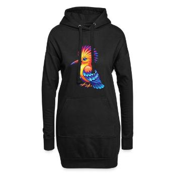Wiedehopf Bunte Kawaii Cartoon Figur Vogel - Hoodie-Kleid - Schwarz - Vorne