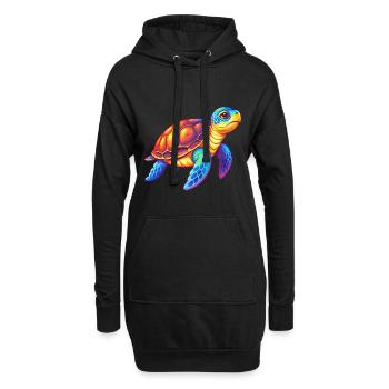 Tortue imbriquée Coloré Kawaii Dessin animé Clipart - Sweat-shirt à capuche long Femme - noir - Devant