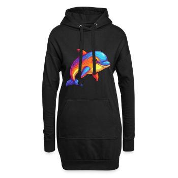 baleine à bec coloré Kawaii dessin animé Clipart - Sweat-shirt à capuche long Femme - noir - Devant