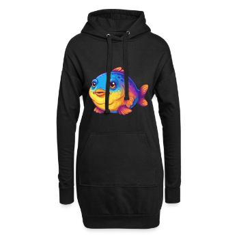 Blobfish Buntes Kawaii Cartoon Meerestier - Hoodie-Kleid - Schwarz - Vorne