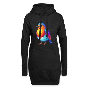 Robin Bunte Kawaii Cartoon Figur Vogel - Hoodie-Kleid - Schwarz - Vorne