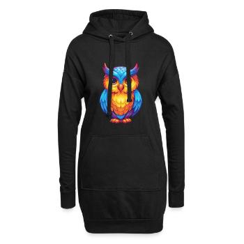Eule Bunte Kawaii Cartoon Figur Vogel - Hoodie-Kleid - Schwarz - Vorne