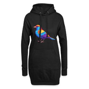 Merle à ailes rouges dessin animé kawaii coloré - Sweat-shirt à capuche long Femme - noir - Devant