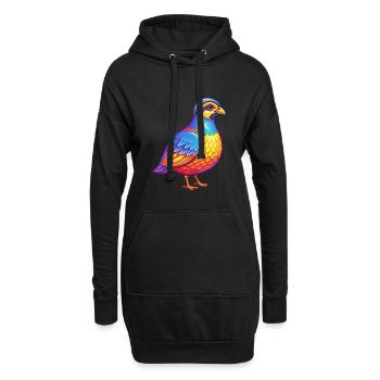perdrix coloré Kawaii dessin animé Personnage oiseau - Sweat-shirt à capuche long Femme - noir - Devant