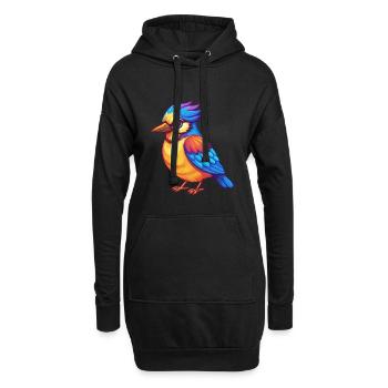 Jay Bird Bunte Kawaii Cartoon Figur Vogel - Hoodie-Kleid - Schwarz - Vorne