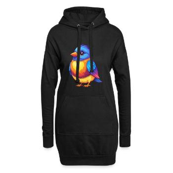 Fink, bunter Kawaii, Zeichentrickfigur, Vogel - Hoodie-Kleid - Schwarz - Vorne